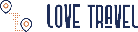 Love Travel logo featuring a stylized Tanzania map with location pins and the brand name.