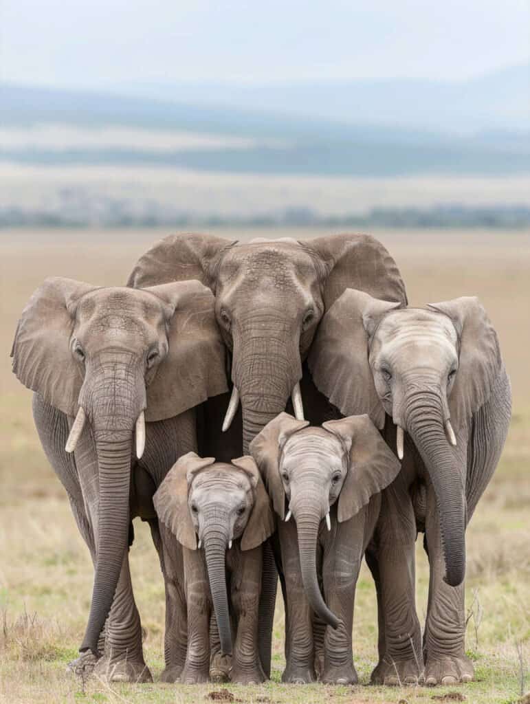 African elephant with large tusks feeding in golden grass on the Serengeti, Tanzania